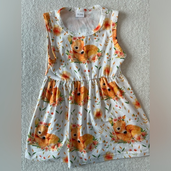 Fawn Baby Print Dress, Floral Wreath. Super Soft. Sz 18-24 months - Picture 1 of 3